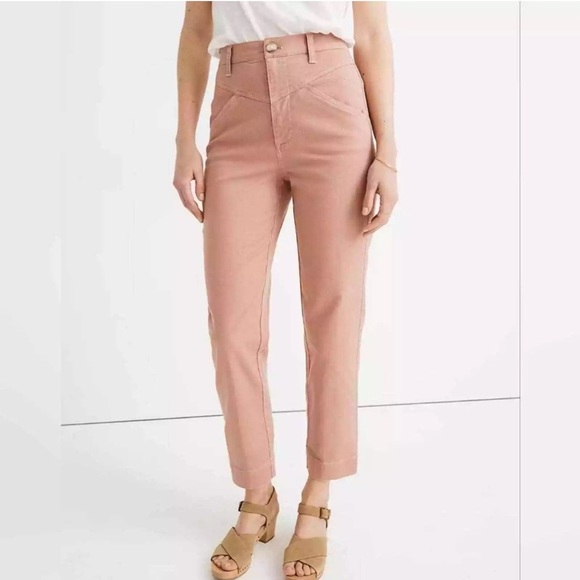 Madewell Pink Tapered Yoke High Rise Pants - Picture 4 of 10